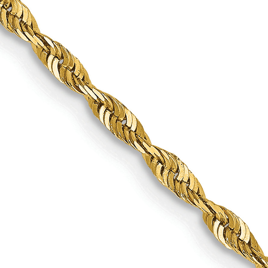 14K Yellow Gold 2mm Extra Light Diamond-Cut Rope With Lobster Clasp Chain Necklace