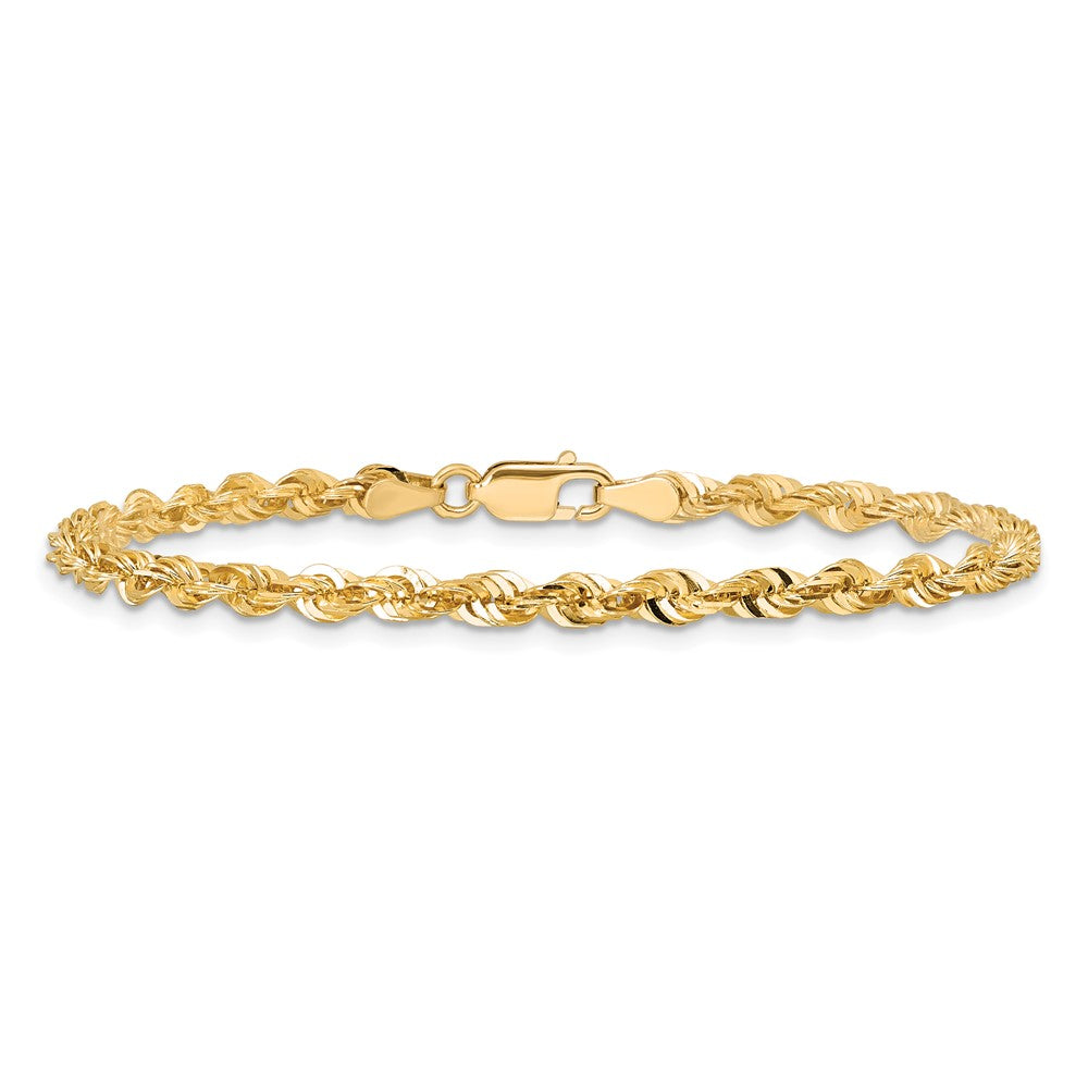 14K Yellow Gold 4mm Extra Light Diamond-Cut Rope With Lobster Clasp Chain Anklet