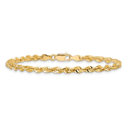 14K Yellow Gold 4mm Extra Light Diamond-Cut Rope With Lobster Clasp Chain Anklet