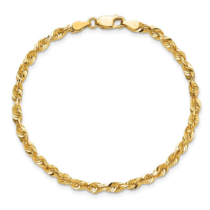 14K Yellow Gold 4mm Extra Light Diamond-Cut Rope With Lobster Clasp Chain Anklet