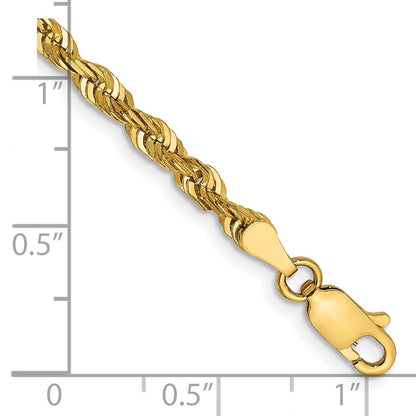 14K Yellow Gold 4mm Extra Light Diamond-Cut Rope With Lobster Clasp Chain Anklet