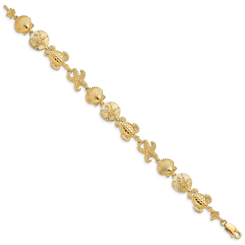 7.25 Inch 14K Sea Life Theme Bracelet