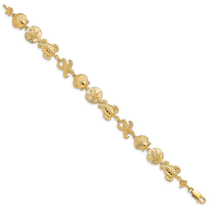 7.25 Inch 14K Sea Life Theme Bracelet
