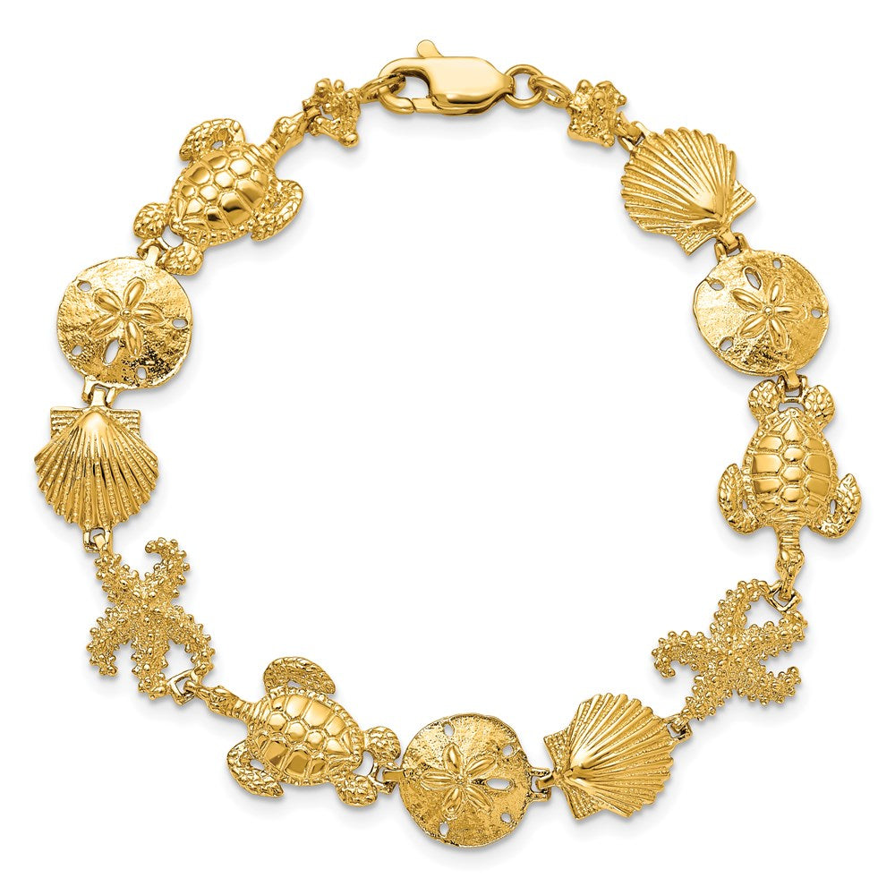 7.25 Inch 14K Sea Life Theme Bracelet