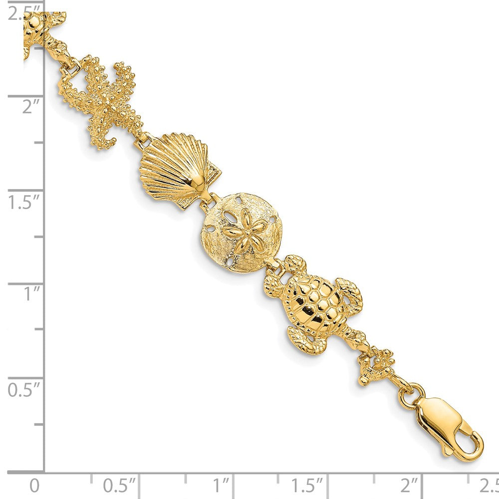 7.25 Inch 14K Sea Life Theme Bracelet
