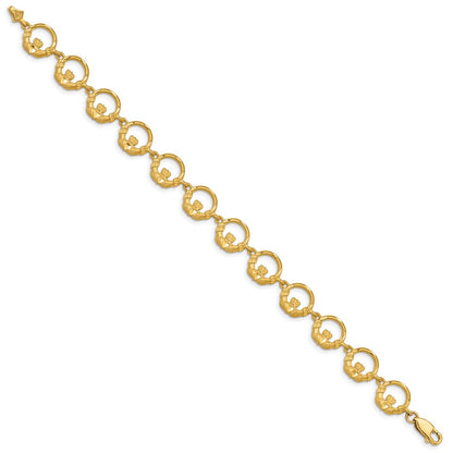 7 Inch 14K Claddagh Bracelet
