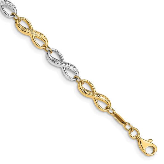 7.5 Inch 14K Two-Tone Infinity Symbol Bracelet