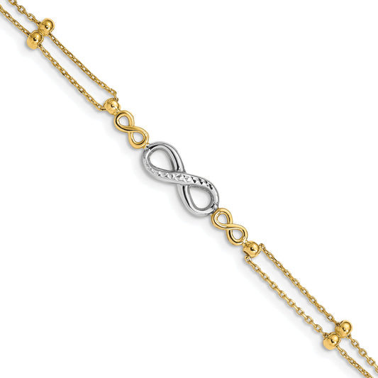 7.5 Inch 14K Two-Tone Polished D/C Multi-Strand Infinity Bracelet