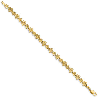 7.25 Inch 14K Plumeria Flower Bracelet