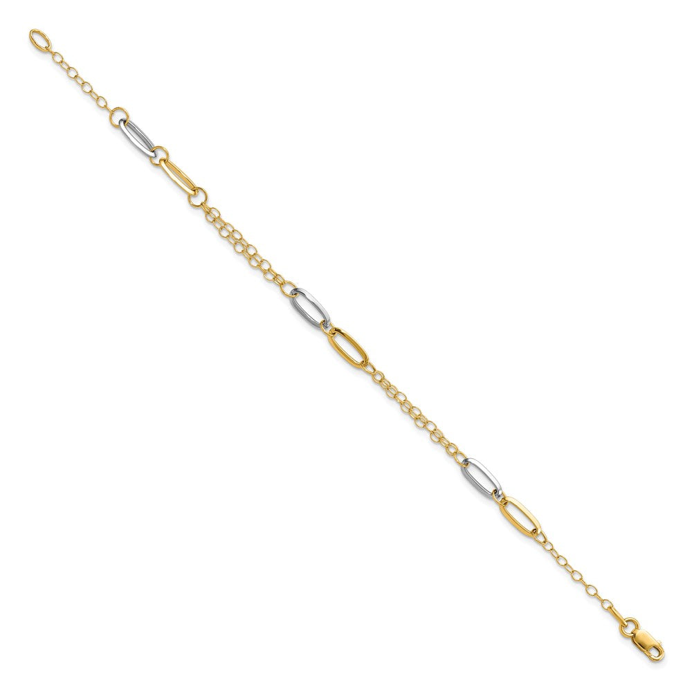 14K Two Tone Polished Fancy Chain Link Bracelet