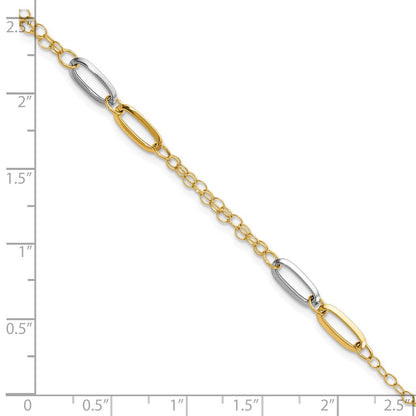 14K Two Tone Polished Fancy Chain Link Bracelet