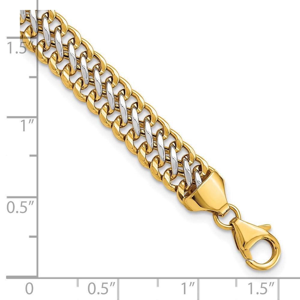 14K & White Rhodium Polished Fancy Link Chain Bracelet