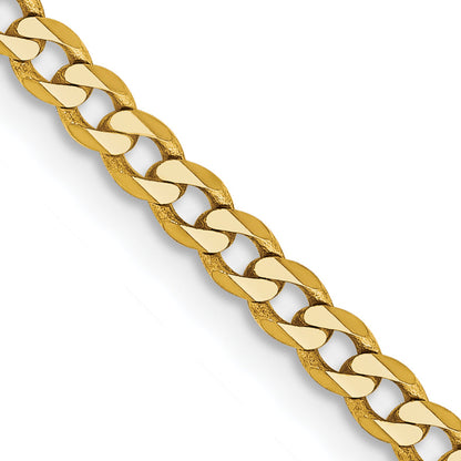 14K Yellow Gold 2.3mm Flat Beveled Curb With Lobster Clasp Chain Necklace