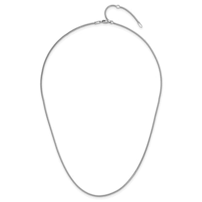 18 Inch Sterling Silver Ss Rh Plat 1.1mm Round Snake 1In+1In Adjustable Chain Necklace
