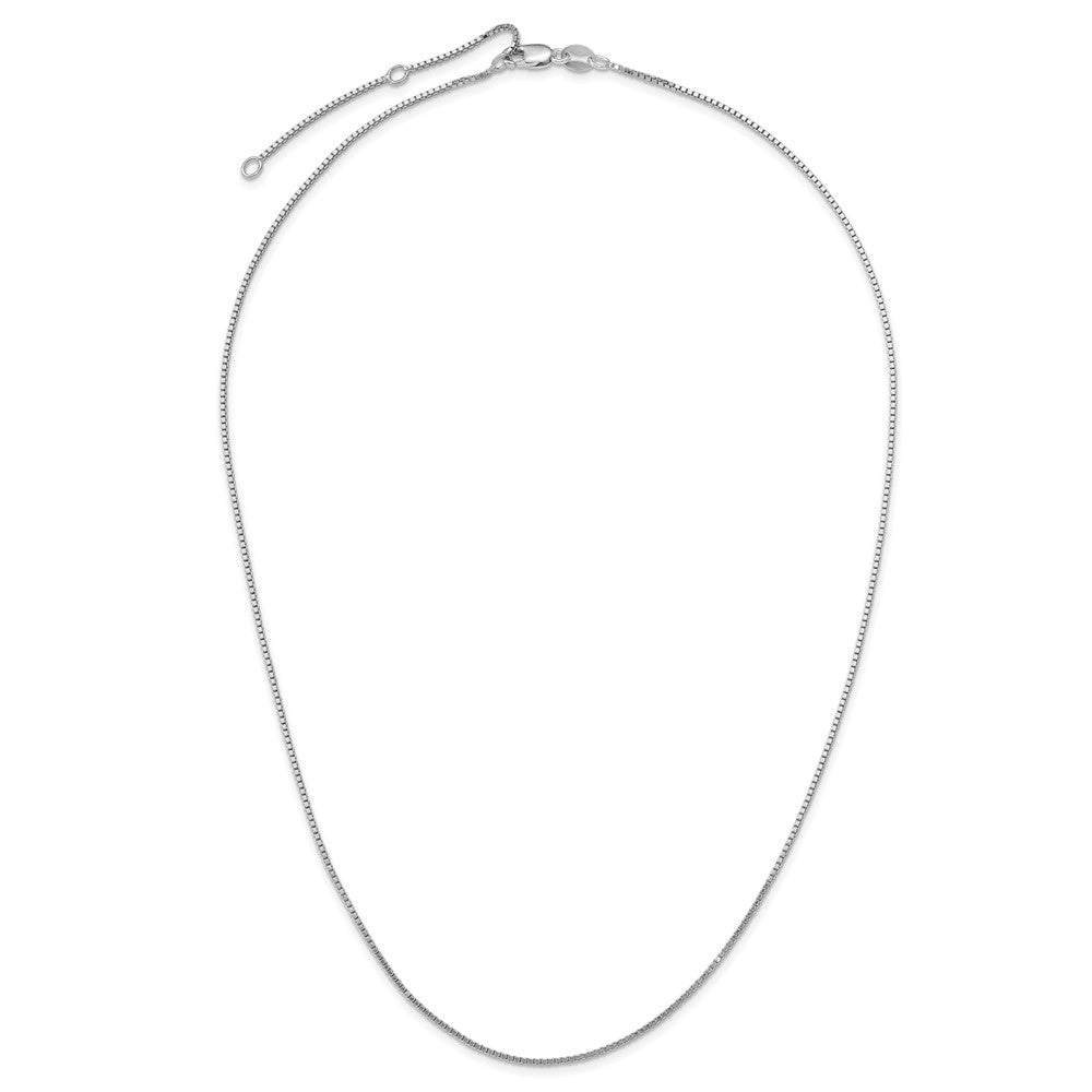 18 Inch Sterling Silver Ss Rh Plated .95mm Box 1In+1In Adjustable Chain Necklace