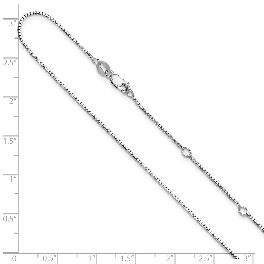 18 Inch Sterling Silver Ss Rh Plated .95mm Box 1In+1In Adjustable Chain Necklace