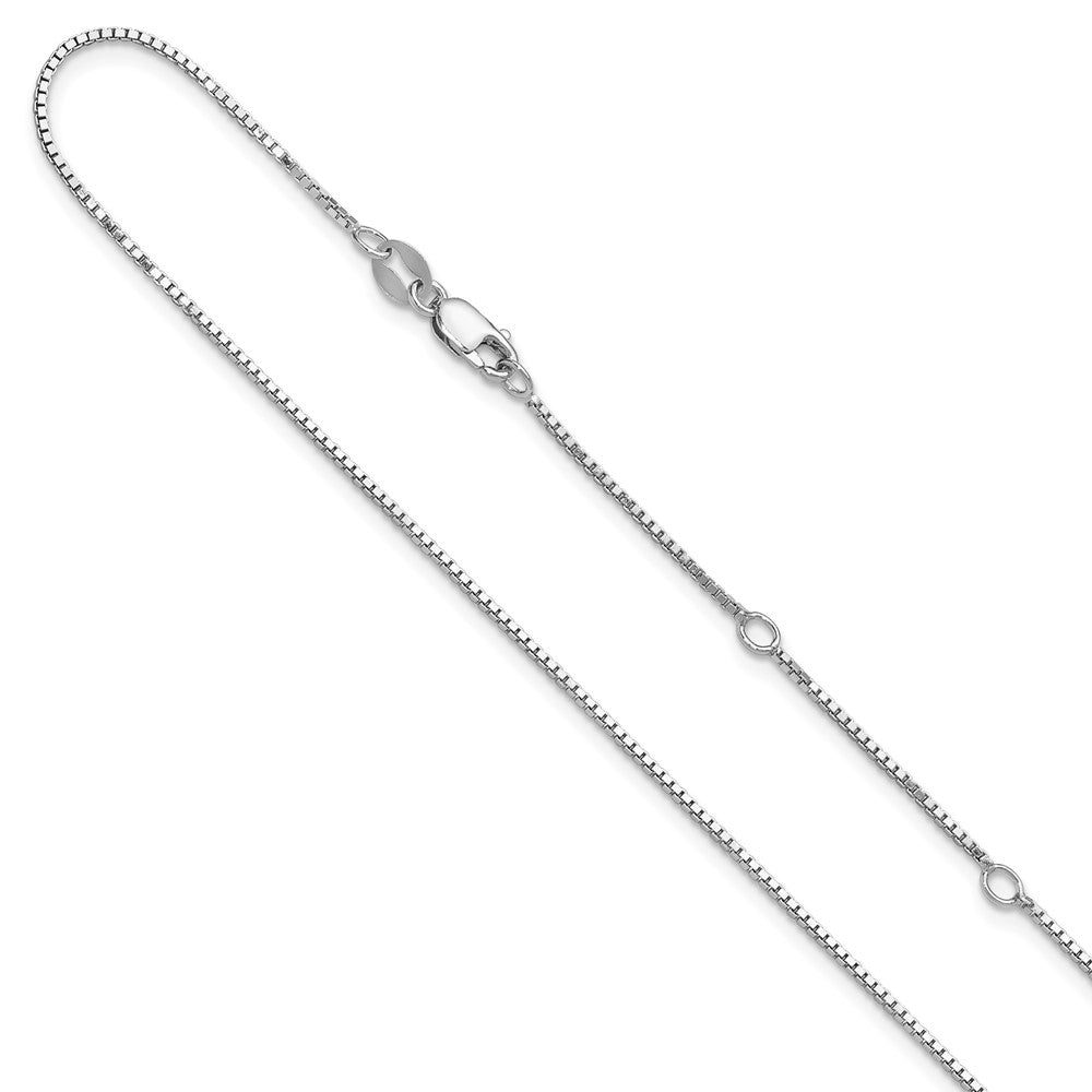 18 Inch Sterling Silver Ss Rh Plated .95mm Box 1In+1In Adjustable Chain Necklace
