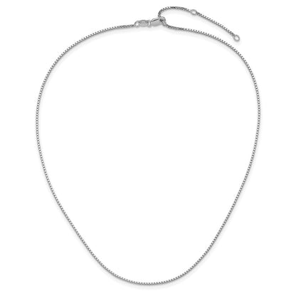 18 Inch Sterling Silver Ss Rh Plated 1.1mm Box 1In+1In Adjustable Chain Necklace