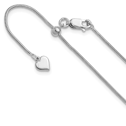 22 Inch Sterling Silver Adjustable 1.1mm Snake Chain Necklace