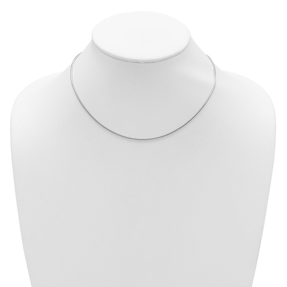 18 Inch Sterling Silver Ss Rh Plat 1.4mm Round Snake 1In+1In Adjustable Chain Necklace