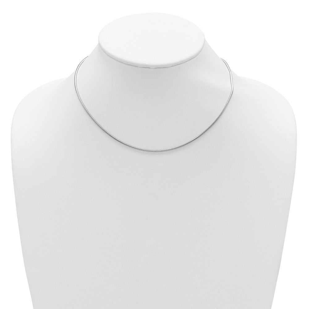 18 Inch Sterling Silver Ss Rh Plat 1.6mm Round Snake 1In+1In Adjustable Chain Necklace