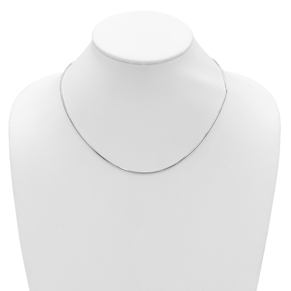 18 Inch Sterling Silver Ss Rh Plated 1.2mm D/C Square Snake 1In+1In Adjustable Chain Necklace