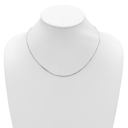 18 Inch Sterling Silver Ss Rh Plated 1.2mm D/C Square Snake 1In+1In Adjustable Chain Necklace