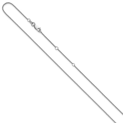 18 Inch Sterling Silver Rh Plated 1.35mm Rolo 1In+1In Adjustable Chain Necklace