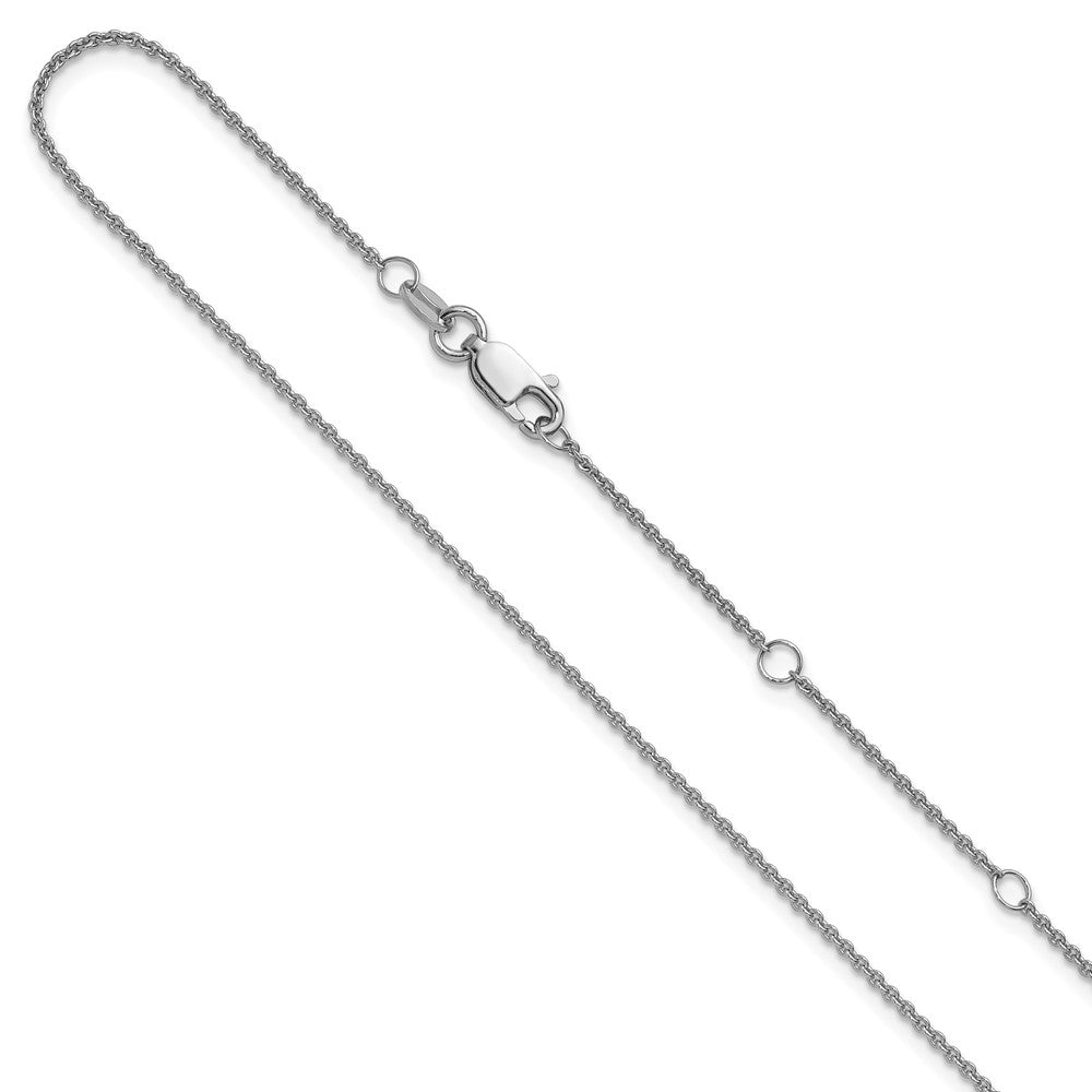 18 Inch Sterling Silver Rh Plated 1.35mm Rolo 1In+1In Adjustable Chain Necklace