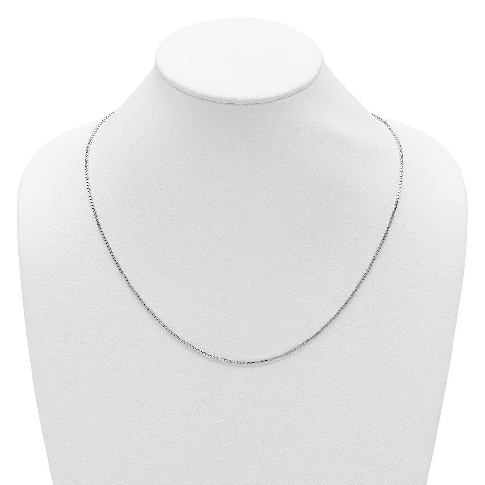 22 Inch Sterling Silver Rh Plated Adjustable 1.5mm Box Chain Necklace