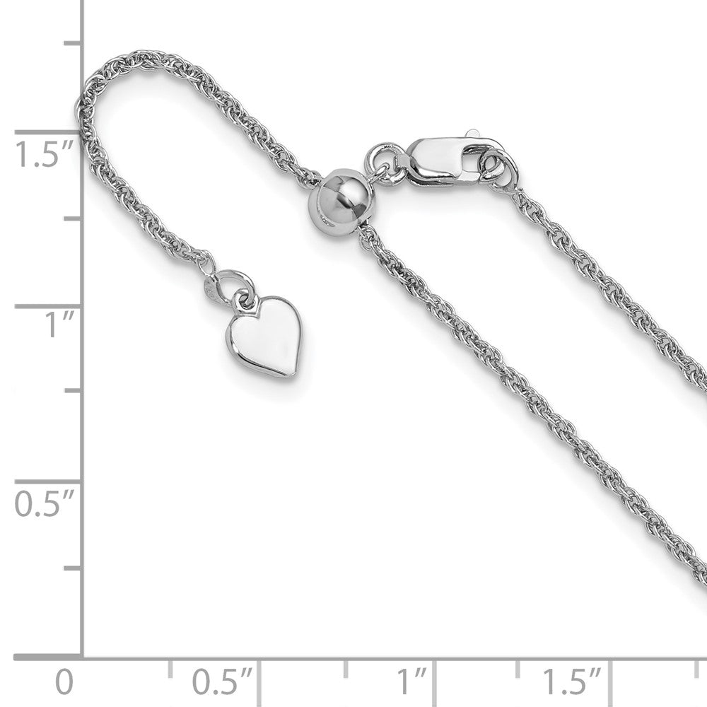 3 Inch Sterling Silver Rh Plated Adjustable 1.55mm Loose Rope Chain ...