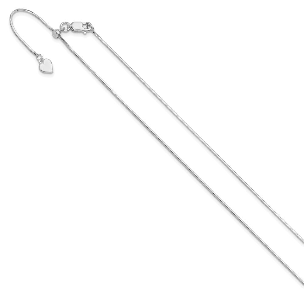 22 Inch Sterling Silver Rh Plt Adjustable 1mm D/C Square Snake Chain Necklace