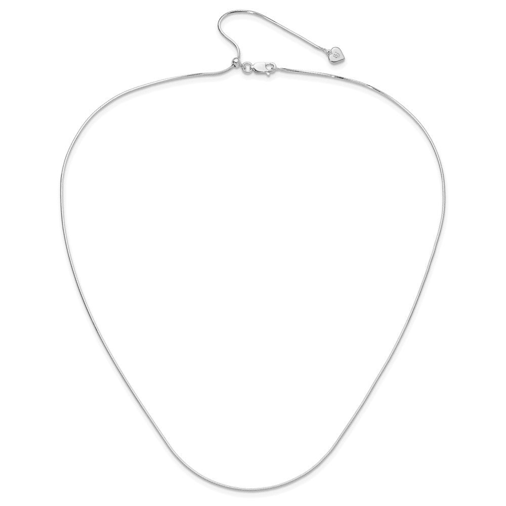 3 Inch Sterling Silver Rh Plt Adjustable 1mm D/C Square Snake Chain Necklace