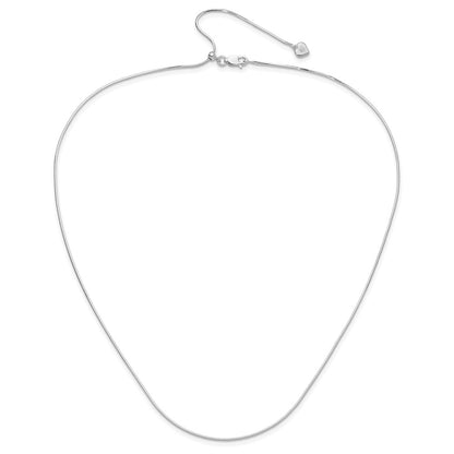 22 Inch Sterling Silver Rh Plt Adjustable 1mm D/C Square Snake Chain Necklace