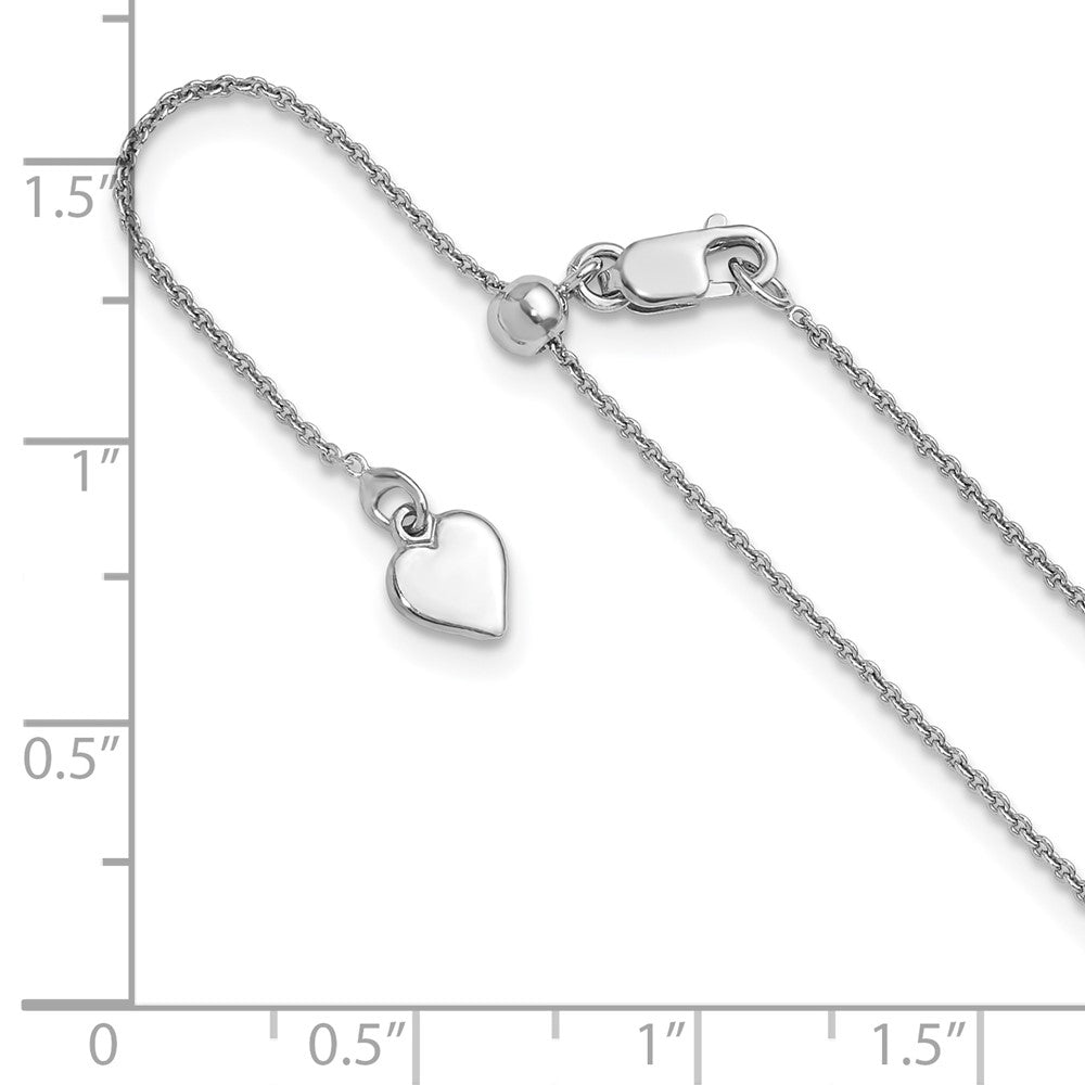 3 Inch Sterling Silver Rh Plated Adjustable .95mm Rolo Chain Necklace