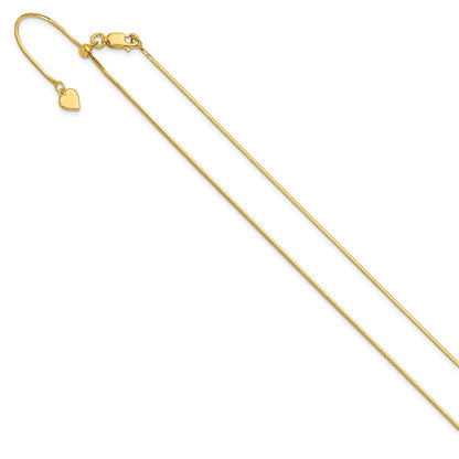 22 Inch Gold Plated Sterling Silver Adjustable 1mm D/C Square Snake Chain Necklace