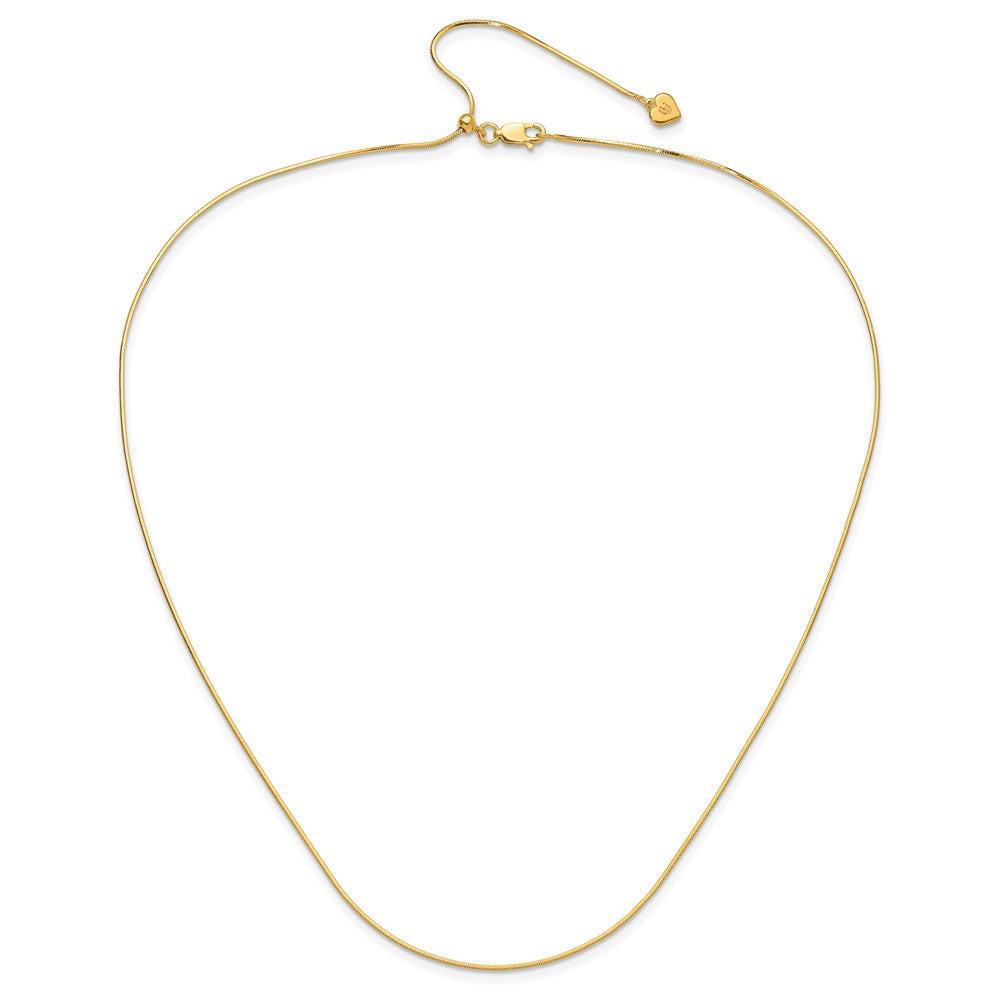 22 Inch Gold Plated Sterling Silver Adjustable 1mm D/C Square Snake Chain Necklace