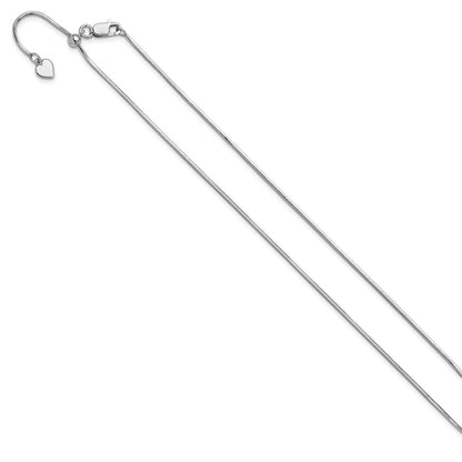 3 Inch Sterling Silver Rh Plt Adjustable 1.2mm D/C Square Snake Chain Necklace