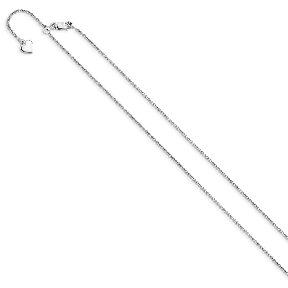 22 Inch Sterling Silver Rh Plated Adjustable 1.3mm Rolo Chain Necklace