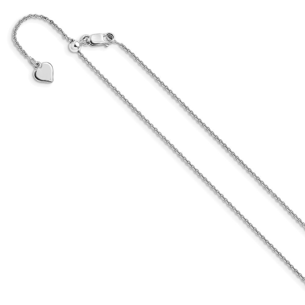 22 Inch Sterling Silver Rh Plated Adjustable 1.3mm Rolo Chain Necklace