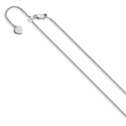 22 Inch Sterling Silver Rh Plated Adjustable 1.3mm Rolo Chain Necklace