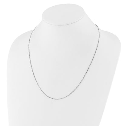 Sterling Silver Rh Plated Adjustable 1.55mm Figaro Chain Necklace