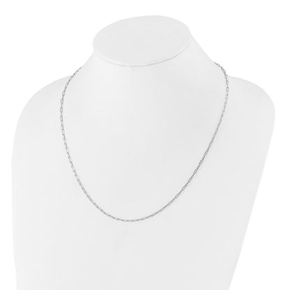 22 Inch Sterling Silver Ss Rh Plated Adjustable 2mm Paperclip Flat Oval Link Chain Necklace