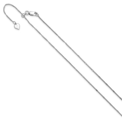 22 Inch Sterling Silver Rhodium Plated Diamond Cut Adjustable Snake Chain Necklace