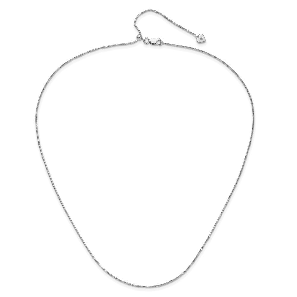 22 Inch Sterling Silver Rhodium Plated Diamond Cut Adjustable Snake Chain Necklace