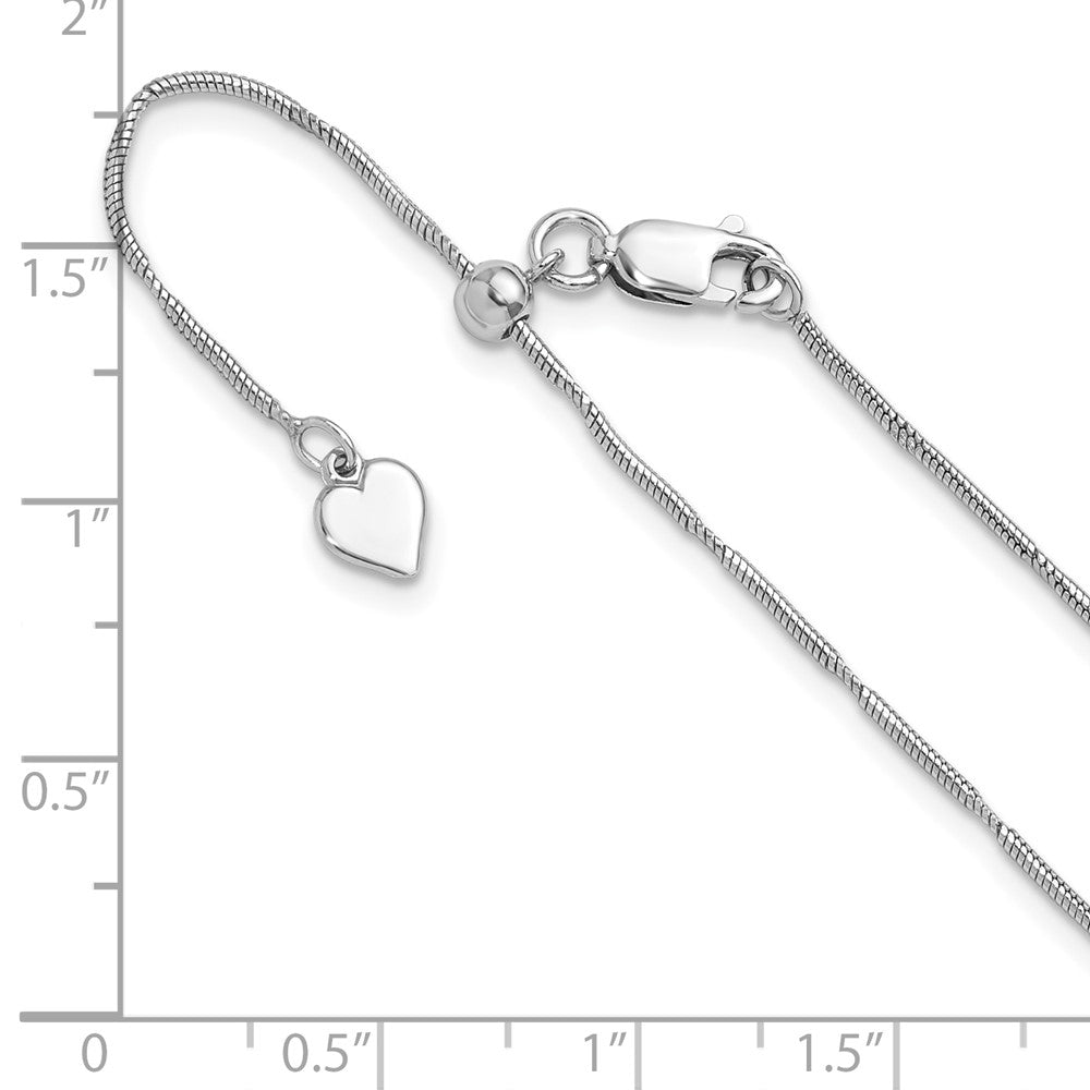 22 Inch Sterling Silver Rhodium Plated Diamond Cut Adjustable Snake Chain Necklace