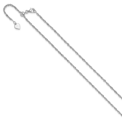 22 Inch Sterling Silver Adjustable 1.6mm Singapore Chain Necklace