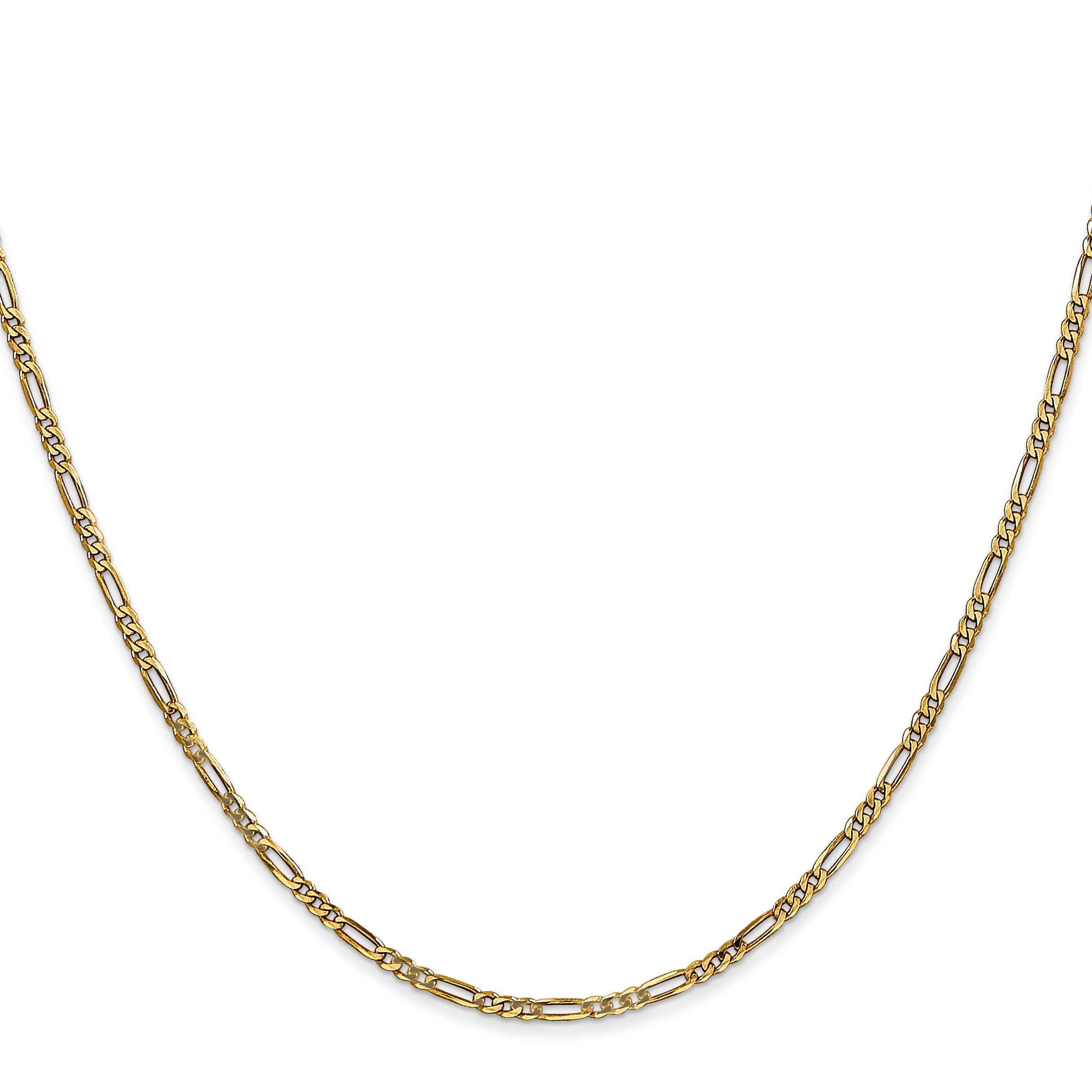 14K Yellow Gold 1.8mm Flat Figaro With Lobster Clasp Chain Necklace
