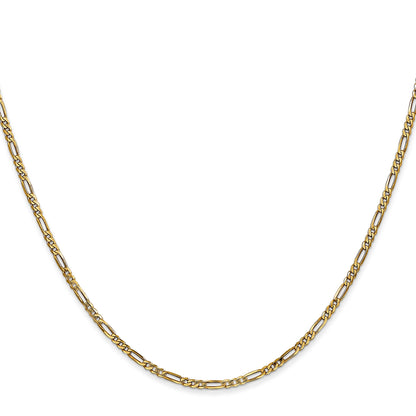 14K Yellow Gold 1.8mm Flat Figaro With Lobster Clasp Chain Necklace