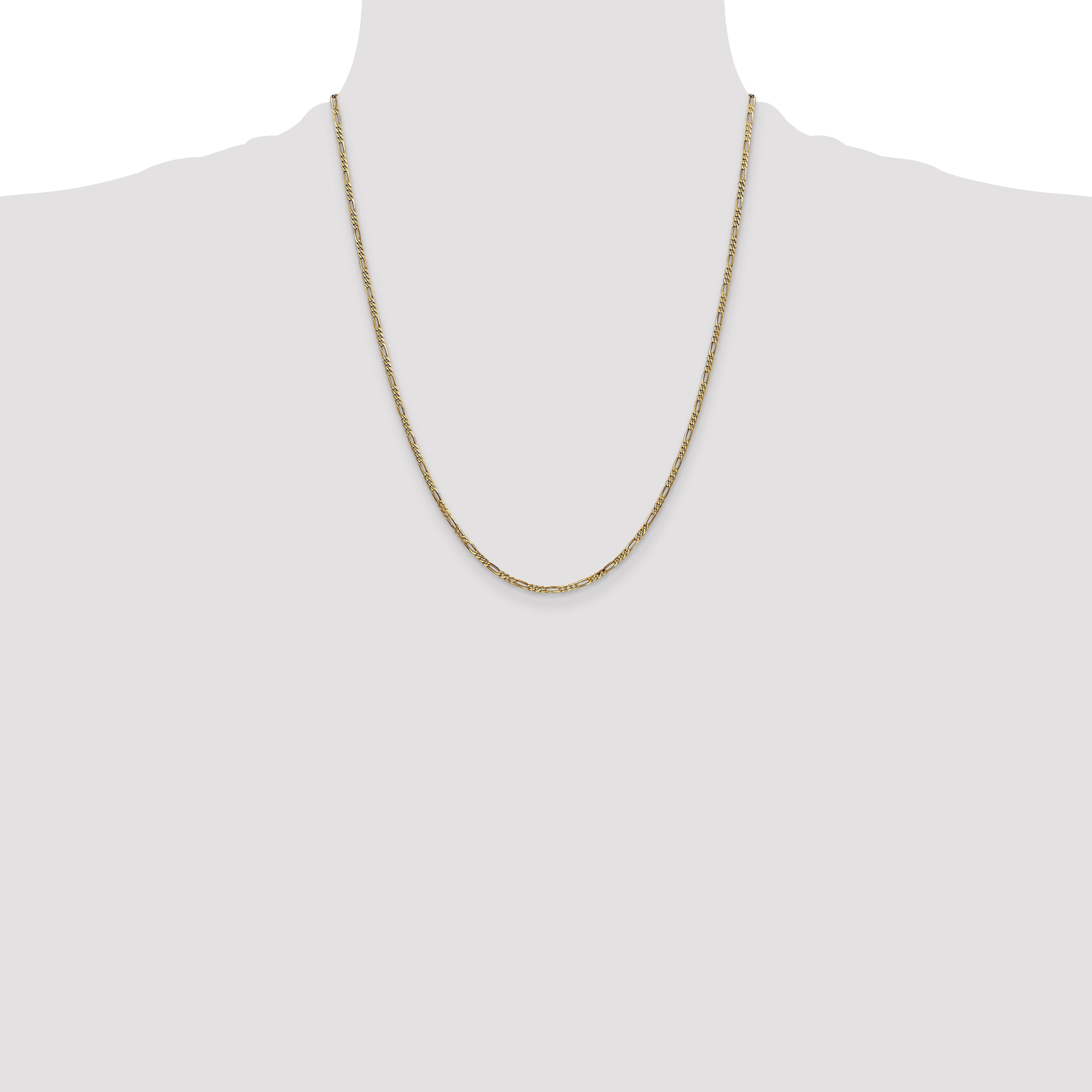 14K Yellow Gold 1.8mm Flat Figaro With Lobster Clasp Chain Necklace